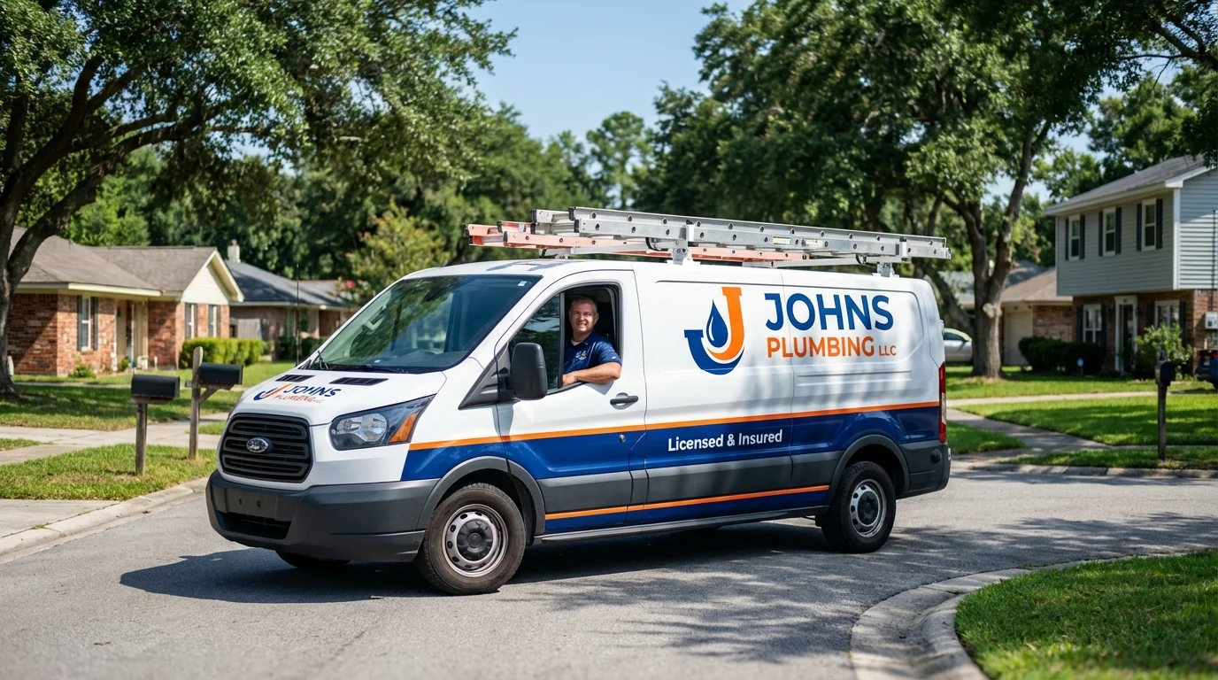 Johns Plumbing LLC service van in Magnolia, NJ