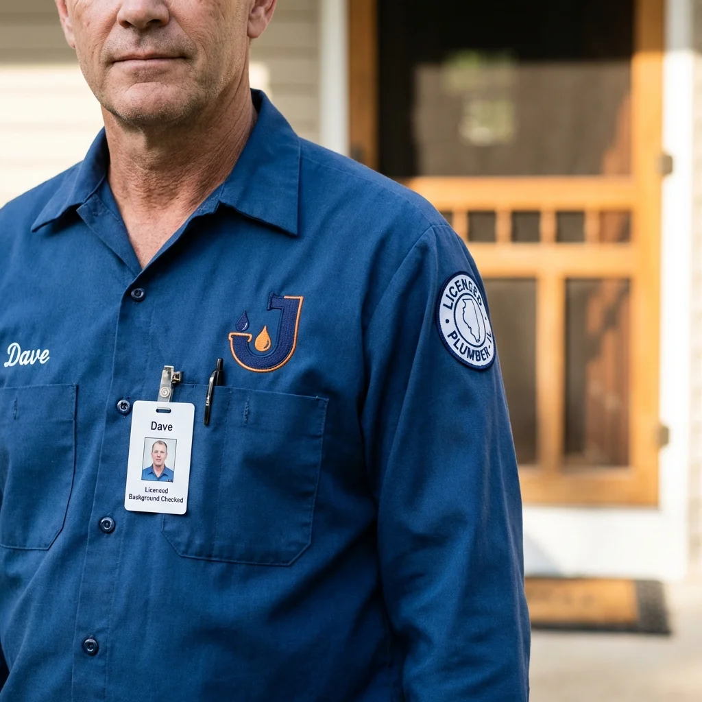 Licensed plumber showing ID badge in Magnolia, NJ