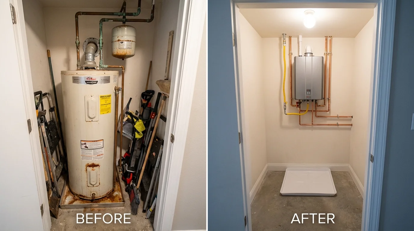 Tank water heater versus wall-mounted tankless unit comparison for Magnolia, NJ homeowners